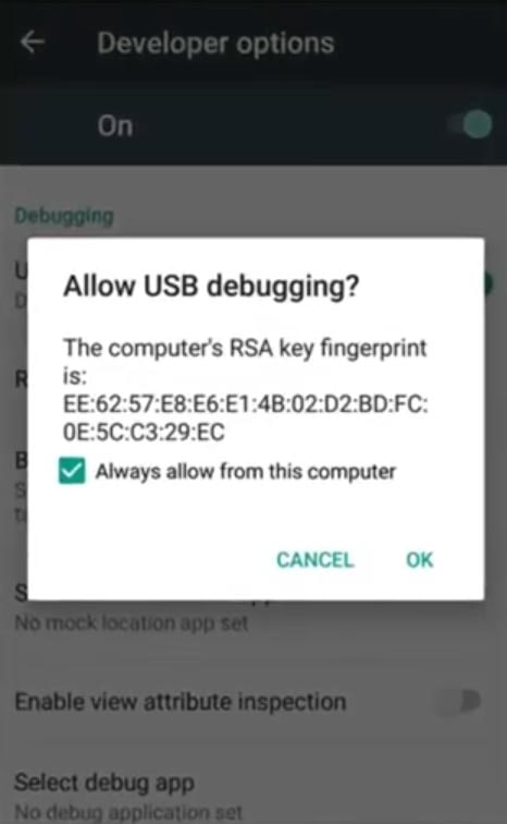 Allow USB Debugging Authorization