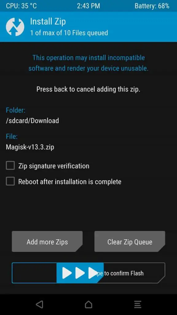 Install Magisk Zip