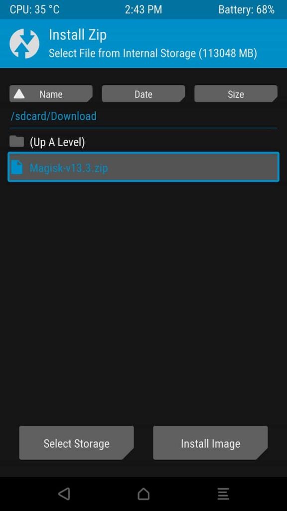 Magisk Zip file Select